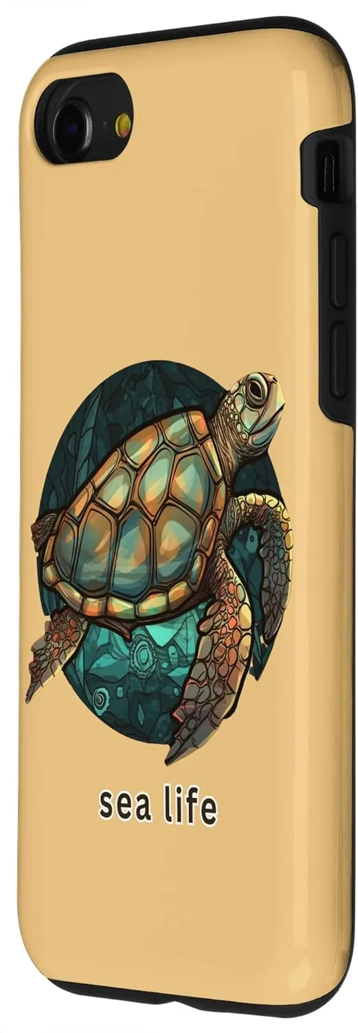 Captivating Stained Glass Sea Turtle in Green and Brown Hues Case for iPhone SE (2020) / 7 / 8