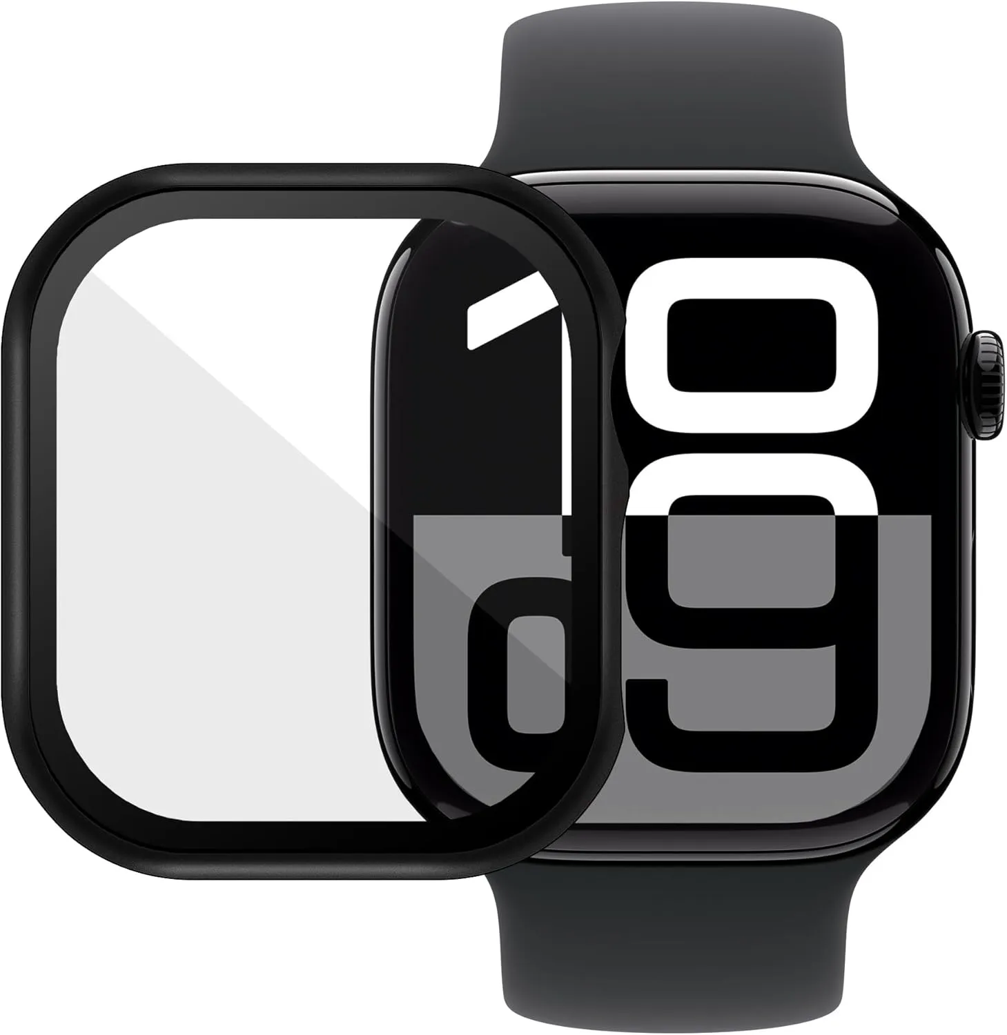 Case Compatible with Apple Watch Series 10 42mm PC Bumper with Tempered Glass Screen Protector Matte Solid Color Hard Cover (Black, 42mm)
