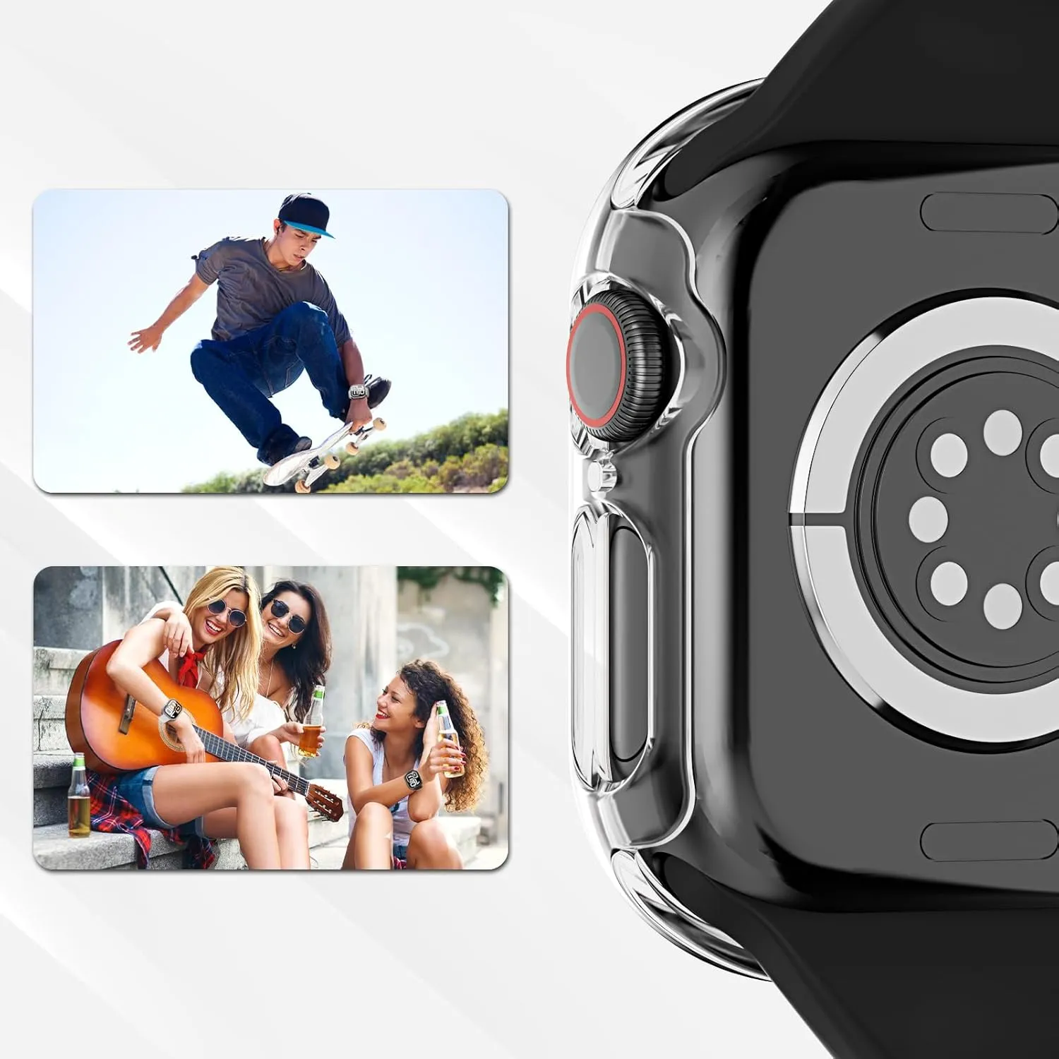 Case Compatible with Apple Watch Series 10 42mm PC Bumper with Tempered Glass Screen Protector Matte Solid Color Hard Cover (Red, 42mm)