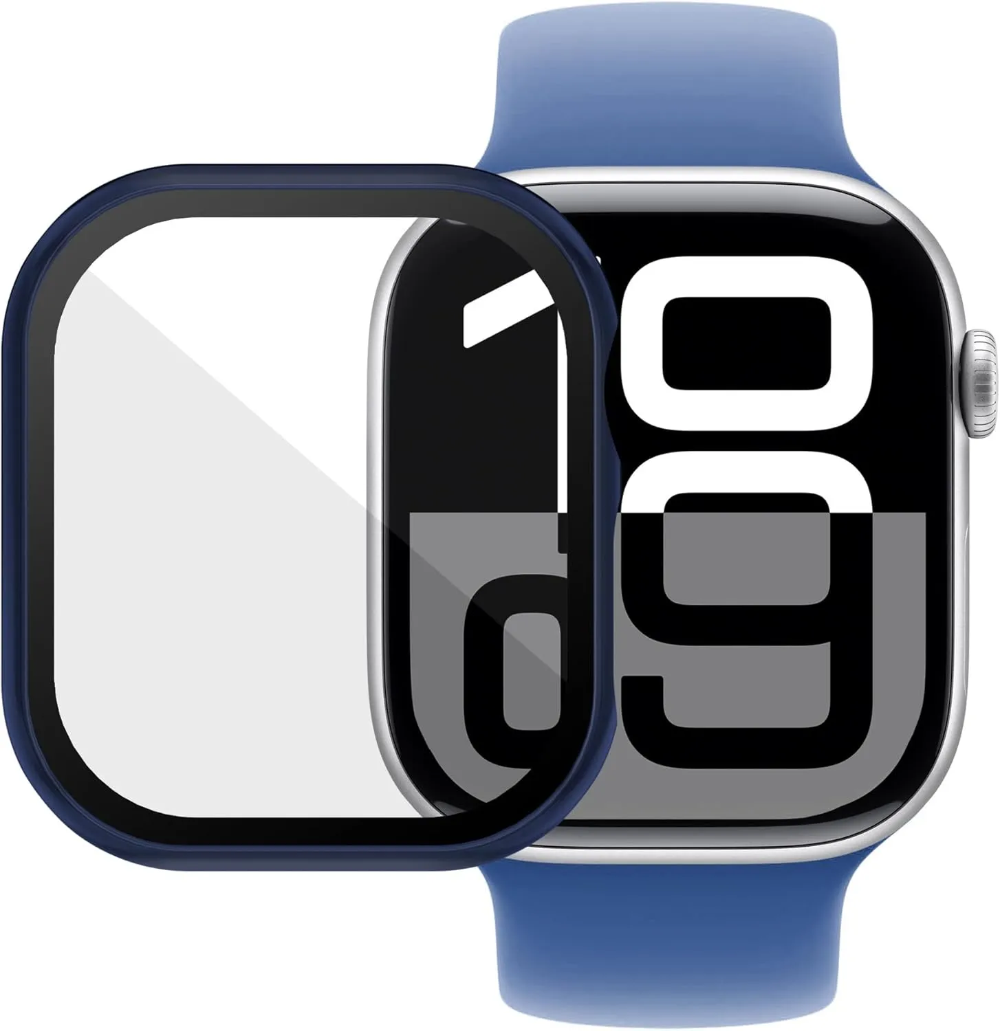 Case Compatible with Apple Watch Series 10 46mm PC Bumper with Tempered Glass Screen Protector Matte Solid Color Hard Cover (Midnight Blue, 46mm)