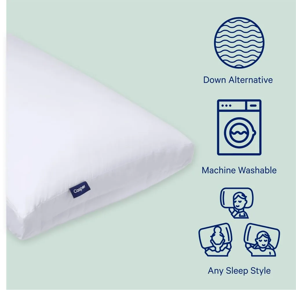 Casper Original Pillow for Sleeping, King, White, Two Pack