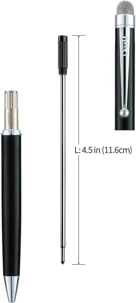 ChaoQ Stylus Pens, 4 Hybrid Mesh Fiber Tips and Ballpoint Pens for Touch Screen Devices - Black, White, Red, Blue
