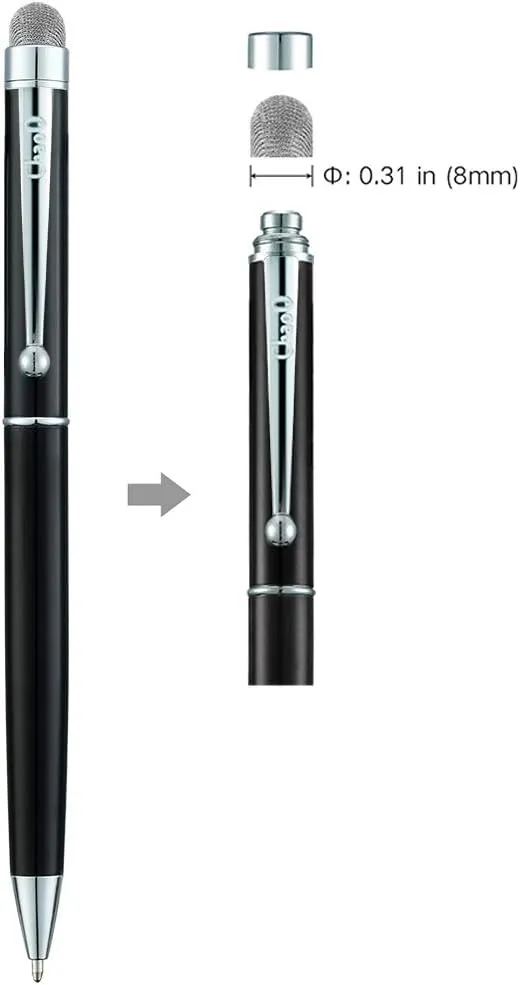 ChaoQ Stylus Pens, 4 Hybrid Mesh Fiber Tips and Ballpoint Pens for Touch Screen Devices - Black, White, Red, Blue