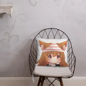 Chibi Kanako Cartoon Print Pillow White