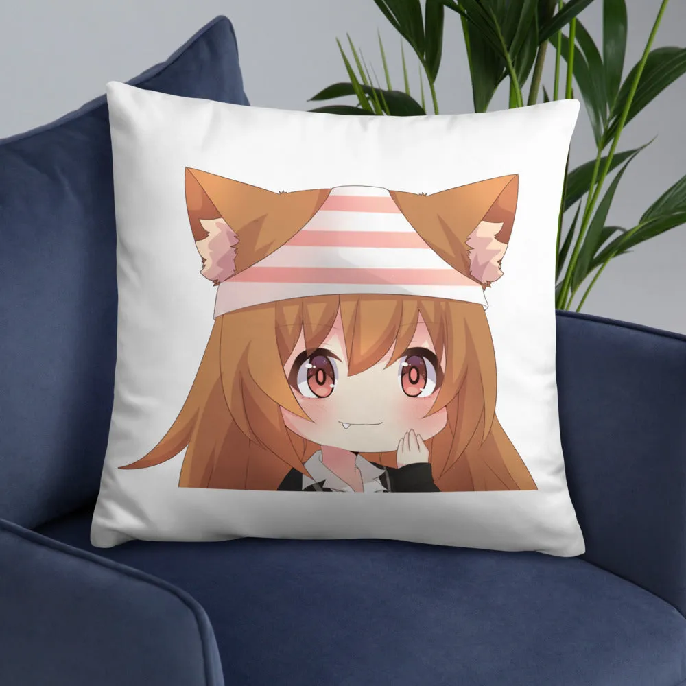 Chibi Kanako Cartoon Print Pillow White