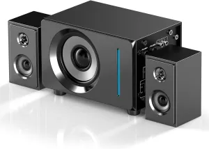 Computer Speakers with Subwoofer for Desktop, 2.1 PC Speakers with 5.5-inch Subwoofer, Gaming Stereo System Supporting Wireless/AUX/3.5-RCA Inputs, 60W