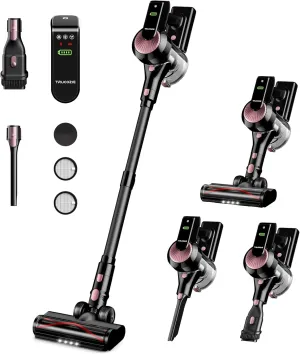 Cordless Vacuum Cleaner, 40Kpa 45Mins Vacuum Cleaners for Home, 8-in-1 Lightweight Stick Vacuum with Powerful Suction, Anti-tangle Wireless Vacuum for Carpet, Tile, Pet Hair, Hardwood Floors, Black