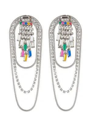 CRYSTAL CHAIN TRIPLE STRAND EARRINGS