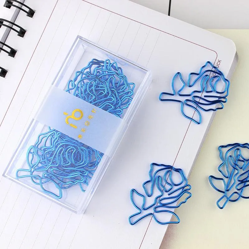 Cute shape metal paper clip, cherry blossom shape paper clip, rose flower shape paper clip, boxed paper clip