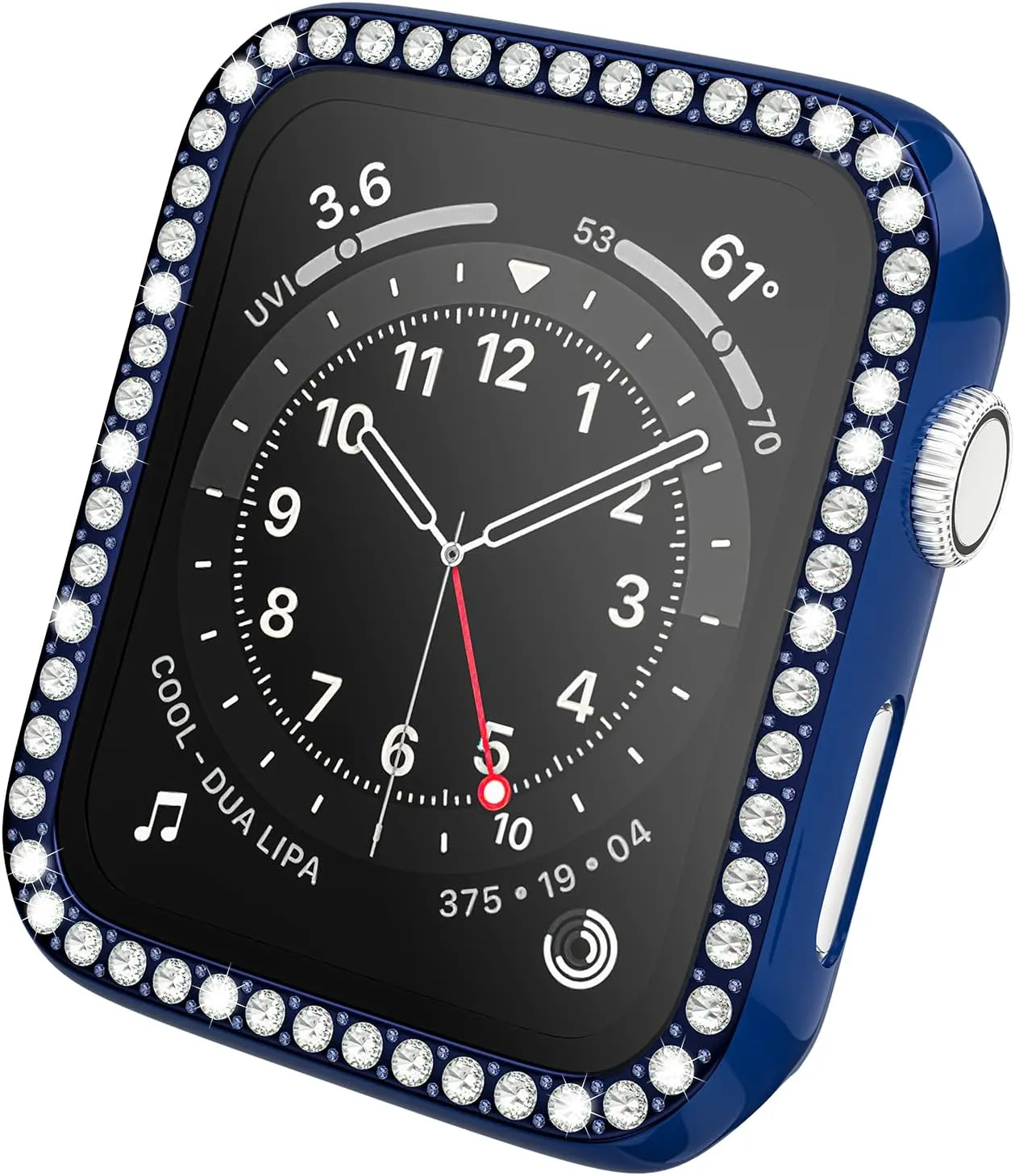 D & K Exclusives Rhinestone Case Compatible with Apple Watch 40mm Series 6/SE 5 4 with Tempered Glass Screen Protector, Bling Crystal Bumper Hard PC Thin Protective Cover for iWatch, Women, Men, Blue
