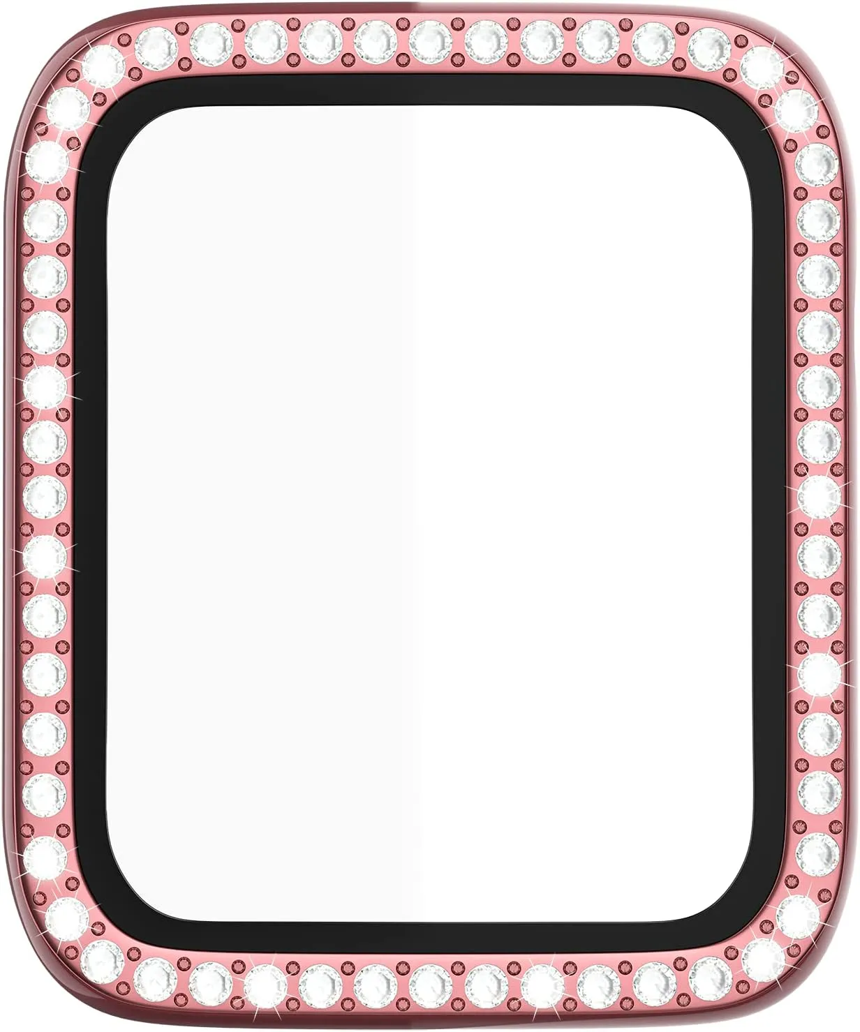 D & K Exclusives Rhinestone Case Compatible with Apple Watch 40mm Series 6/SE 5 4 with Tempered Glass Screen Protector, Bling Crystal Bumper Hard PC Thin Protective Cover for iWatch, Women, Men, Pink