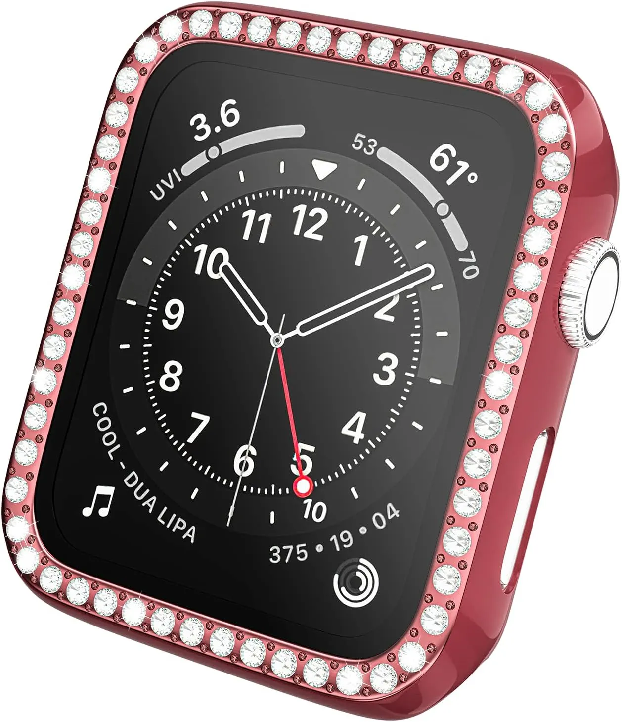 D & K Exclusives Rhinestone Case Compatible with Apple Watch 40mm Series 6/SE 5 4 with Tempered Glass Screen Protector, Bling Crystal Bumper Hard PC Thin Protective Cover for iWatch, Women, Men, Pink