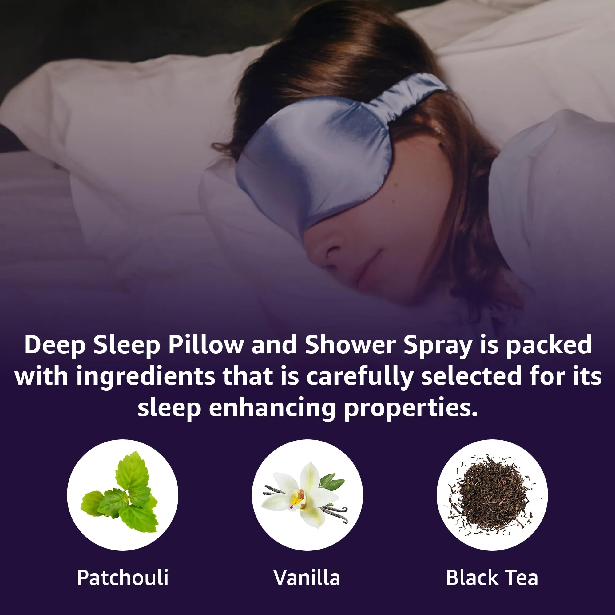 Deep Sleep Pillow Spray Patchouli Black Tea Vanilla Essential Oils Natural Fast Acting Aromatherapy Mist for Restful Sleep Relaxation Calming Stress Relief Bedtime & Shower Spray Luxury Self care Gift