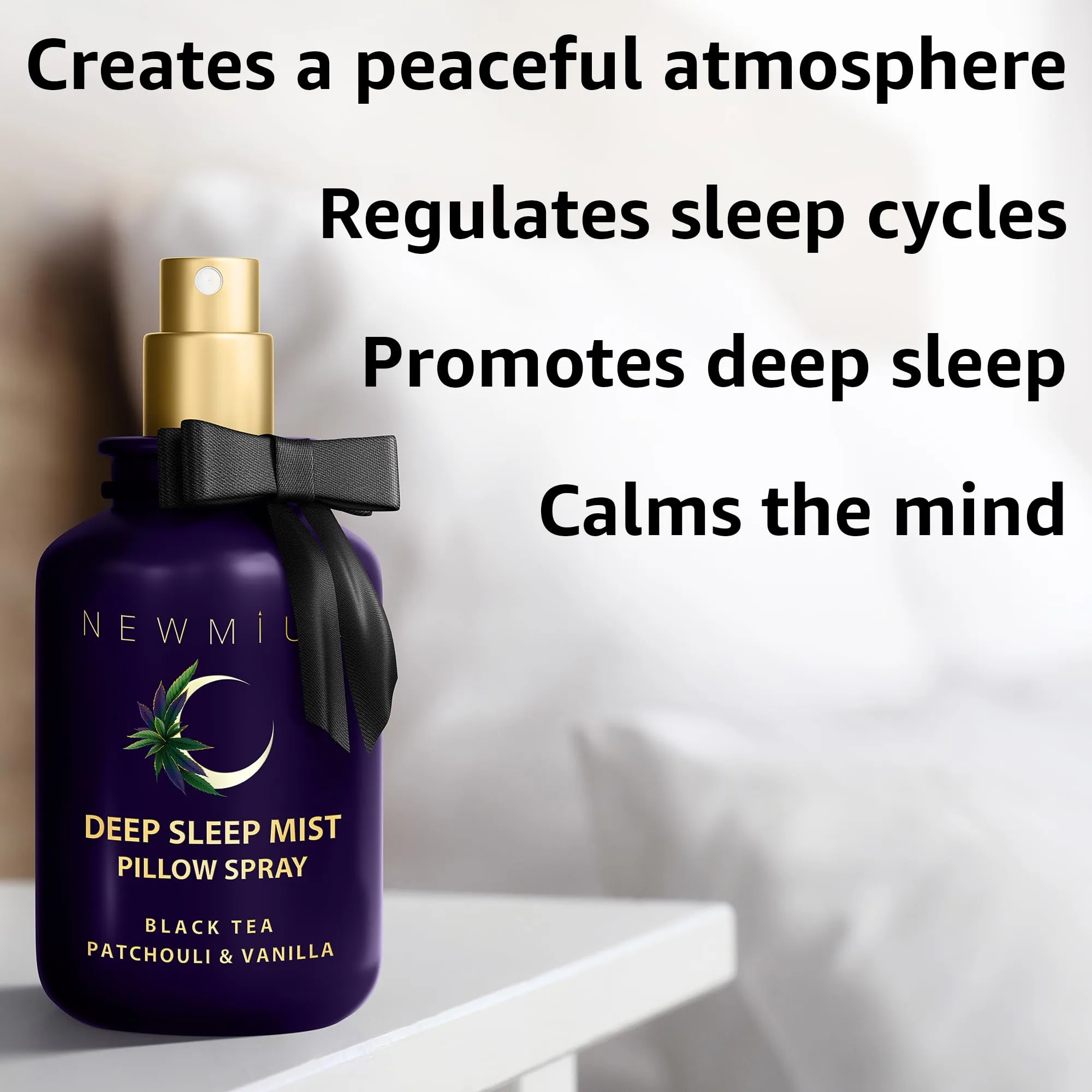 Deep Sleep Pillow Spray Patchouli Black Tea Vanilla Essential Oils Natural Fast Acting Aromatherapy Mist for Restful Sleep Relaxation Calming Stress Relief Bedtime & Shower Spray Luxury Self care Gift