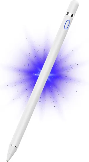 DOGAIN Active Digital Stylus Pen for Touchscreen, Stylus Pencil for Apple iPad, iPad Mini/Pro/Air, Samsung, iPhone, Android and Most Phone & Tablet, 1.5mm Fine Point Rechargeable Pens - White