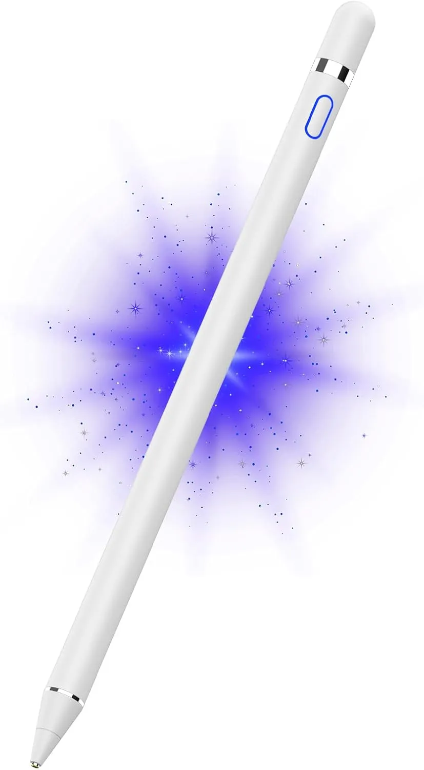 DOGAIN Active Digital Stylus Pen for Touchscreen, Stylus Pencil for Apple iPad, iPad Mini/Pro/Air, Samsung, iPhone, Android and Most Phone & Tablet, 1.5mm Fine Point Rechargeable Pens - White