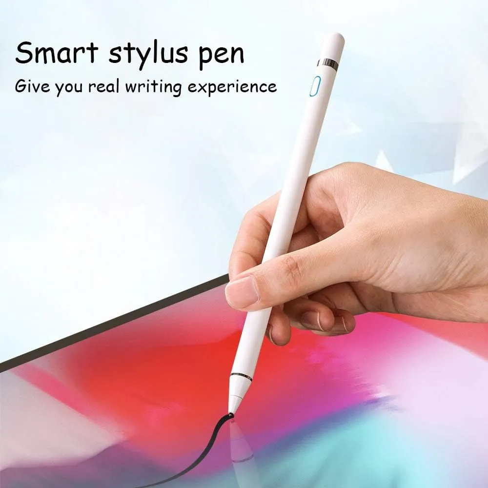 DOGAIN Active Digital Stylus Pen for Touchscreen, Stylus Pencil for Apple iPad, iPad Mini/Pro/Air, Samsung, iPhone, Android and Most Phone & Tablet, 1.5mm Fine Point Rechargeable Pens - White