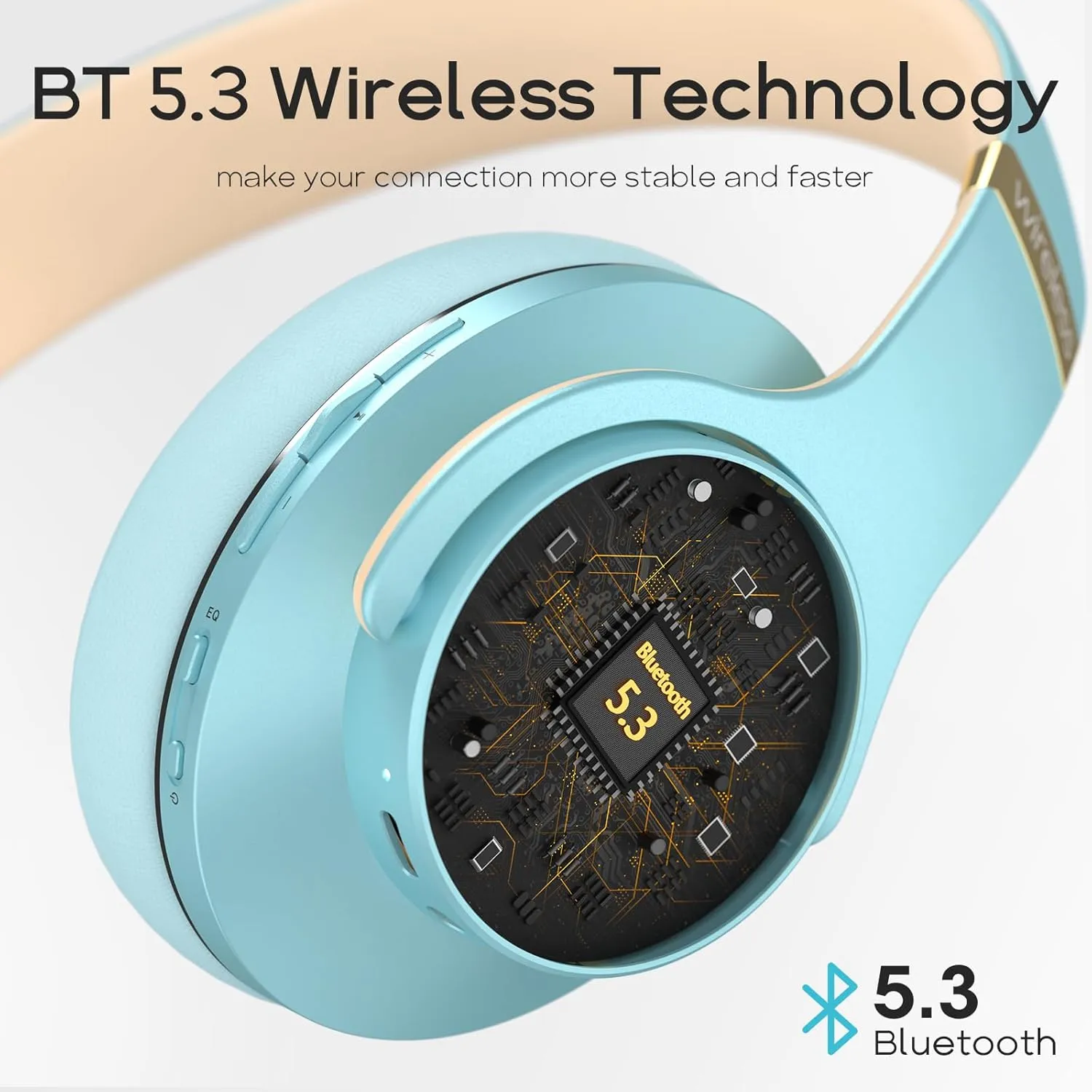 DOQAUS Bluetooth Headphones Over Ear, 90 Hours Playtime Wireless Headphone with 3 EQ Modes, Noise Isolating HiFi Stereo with Deep Bass, Microphone, Soft Earpads for Cellphone/PC