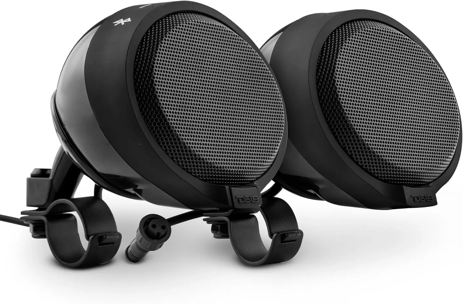 DS18 RYDERBT Amplifier Full Range Motorcycle Speakers - Water Resistant Bluetooth Speakers 120 Watts - Amplified Handlebar Mounted Audio Pods - USB Port for Music & Charging - Pair