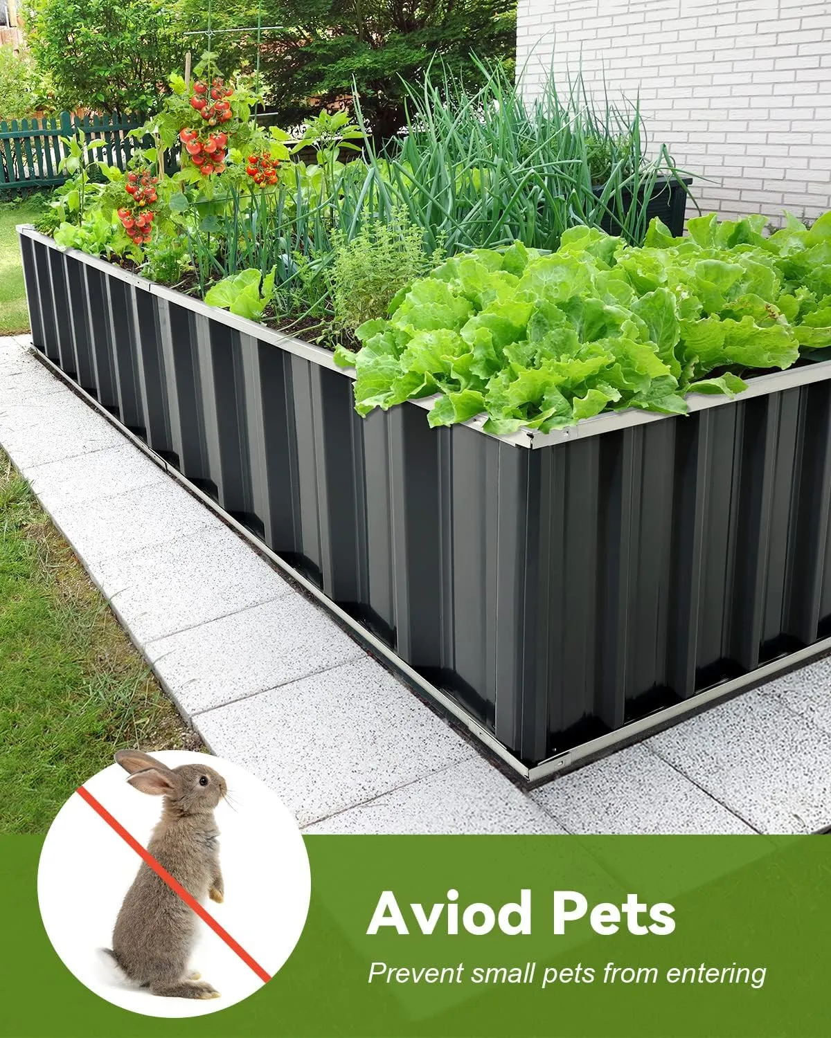 Durable Outdoor Raised Garden Bed for Flowers & Vegetables, 16.2 Cu Ft