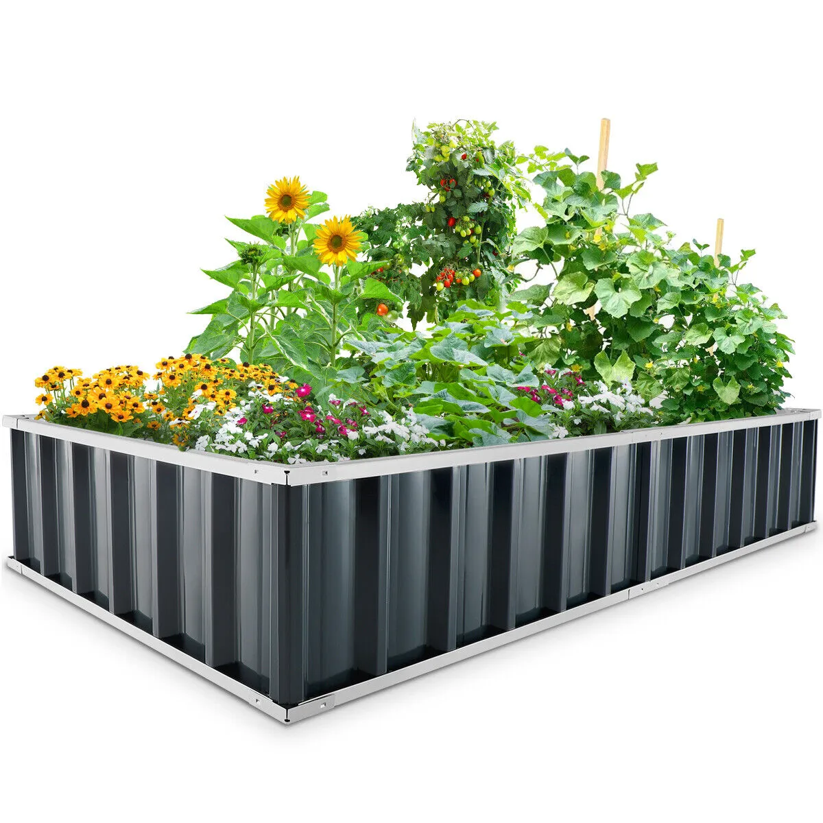 Durable Outdoor Raised Garden Bed for Flowers & Vegetables, 16.2 Cu Ft