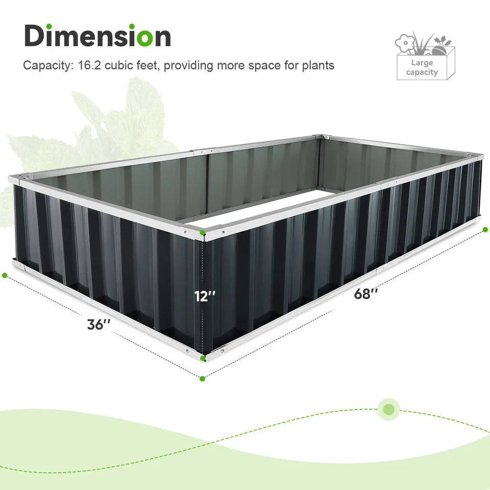 Durable Outdoor Raised Garden Bed for Flowers & Vegetables, 16.2 Cu Ft