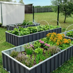 Durable Outdoor Raised Garden Bed for Flowers & Vegetables, 16.2 Cu Ft