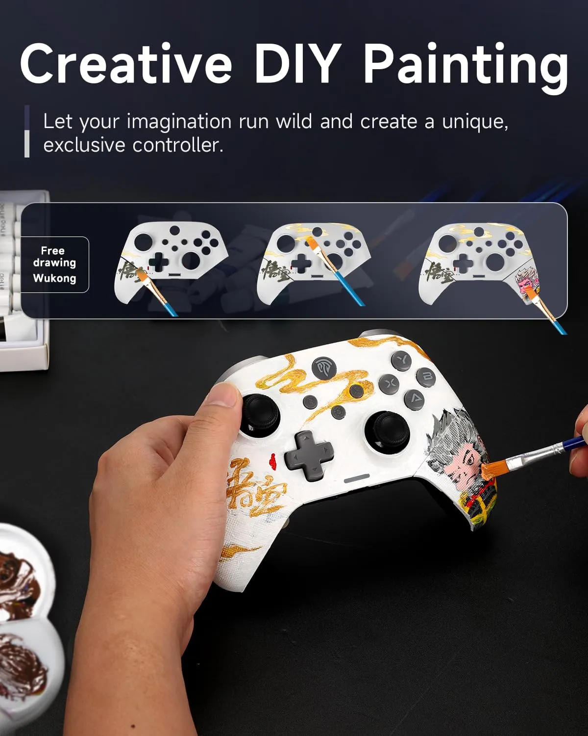 EasySMX X10 PC Controller- Enhanced 2.4G Wireless Bluetooth Controller with a Swappable Faceplate/Hall Effect Joysticks/Hall Triggers, Multi-Platform Controller for PC/NS/TV/Android/Laptop