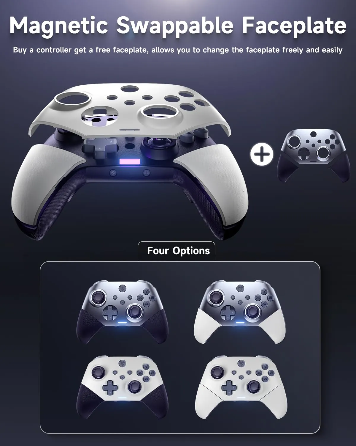 EasySMX X10 PC Controller- Enhanced 2.4G Wireless Bluetooth Controller with a Swappable Faceplate/Hall Effect Joysticks/Hall Triggers, Multi-Platform Controller for PC/NS/TV/Android/Laptop