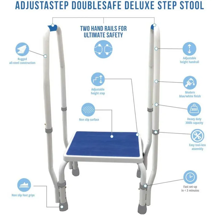 Elderly Adults High Bedside Step Stool With Handles