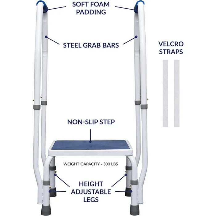 Elderly Adults High Bedside Step Stool With Handles