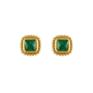 Emerald Granulated Stud Earrings