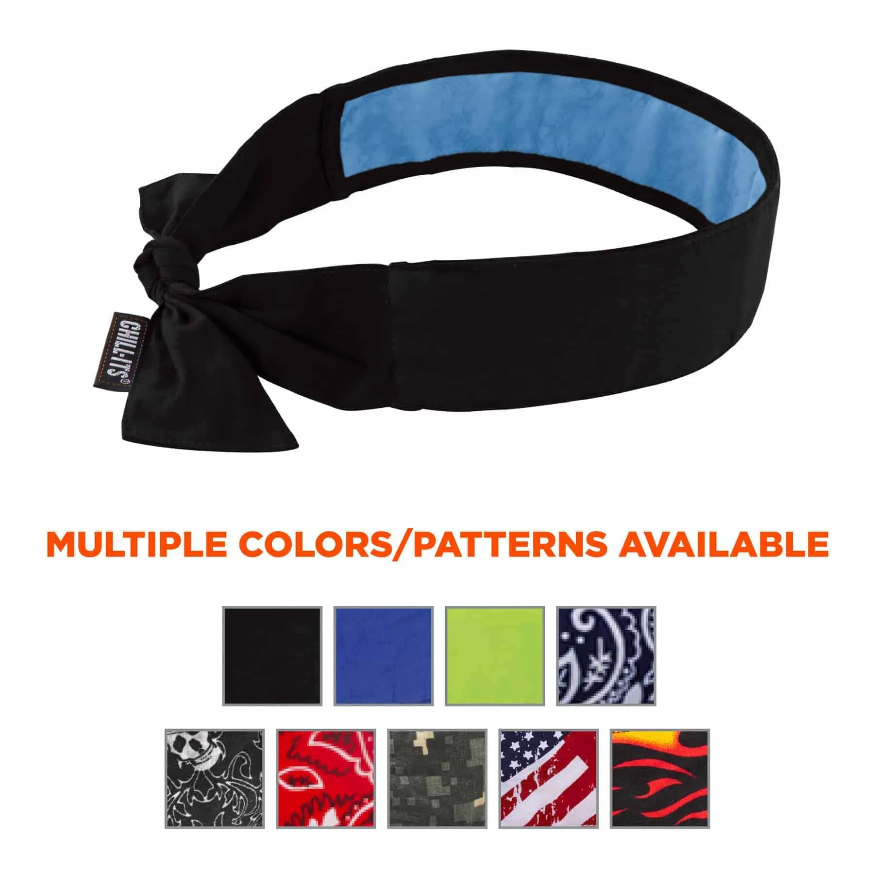 Ergodyne 12565 6700CT  Black Cooling Bandana Headband - PVA - Tie