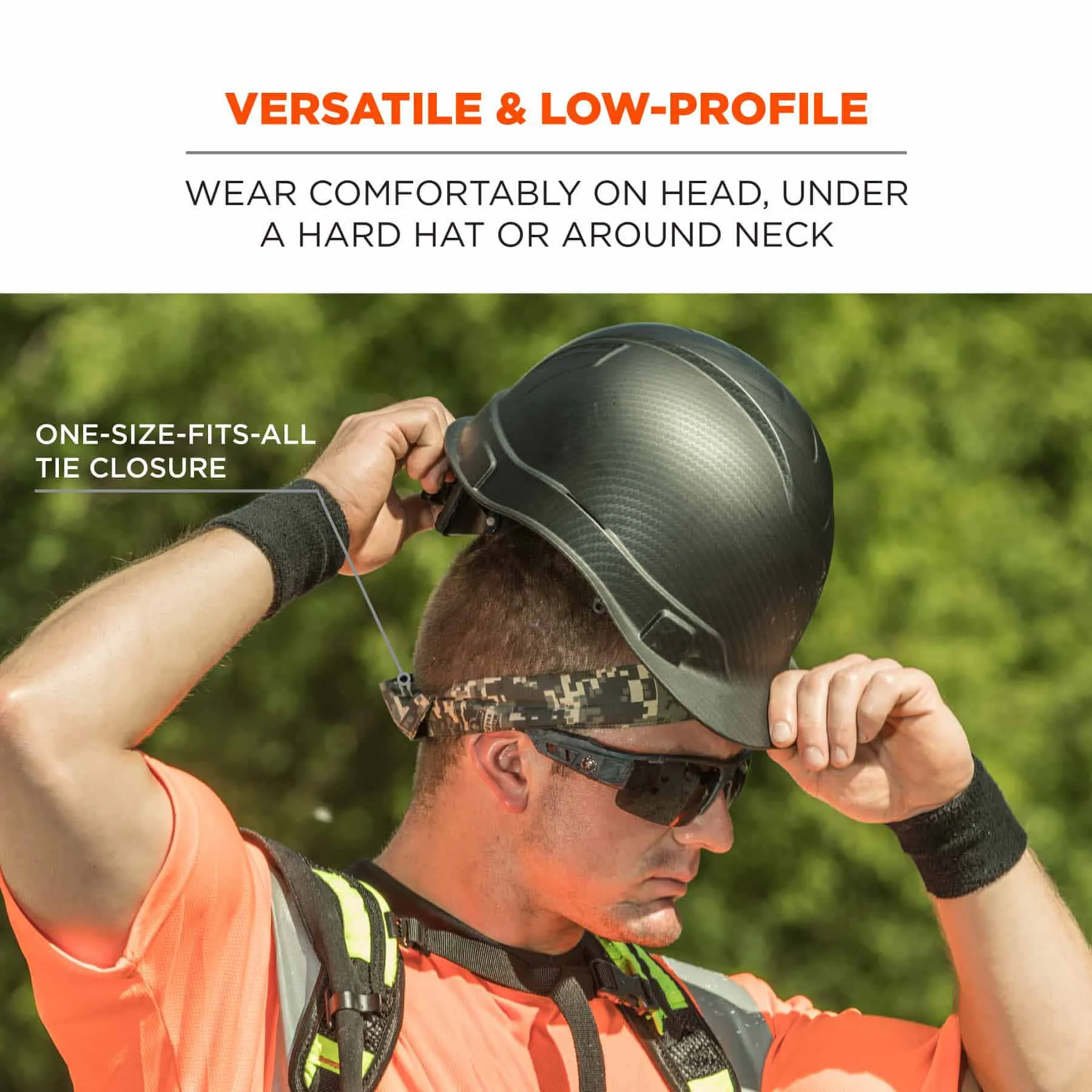 Ergodyne 12565 6700CT  Black Cooling Bandana Headband - PVA - Tie