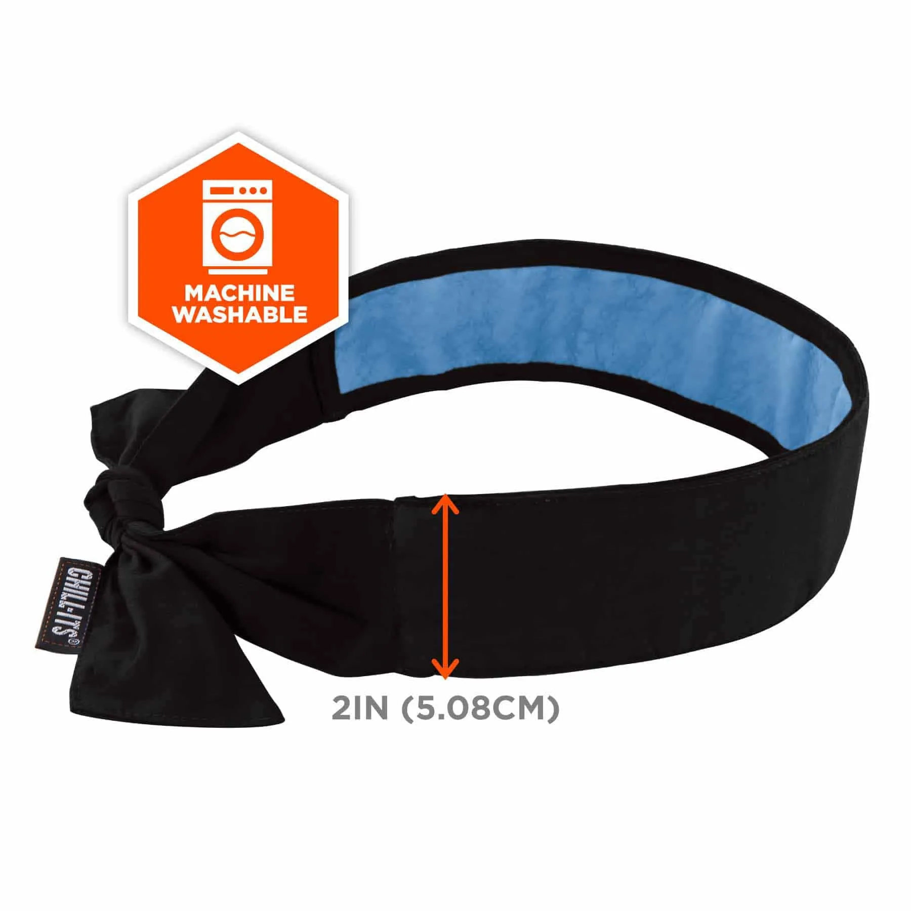 Ergodyne 12565 6700CT  Black Cooling Bandana Headband - PVA - Tie