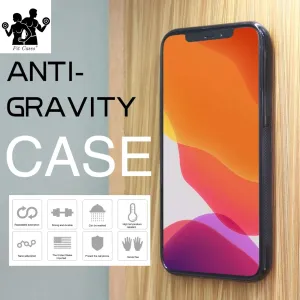 Fit Cases - iPhone Case, Anti Gravity Stick on Mirror, Glass, Flat Smooth Surface, Selfie, Dust Cover, Guaranteed Stick. (Black) (iPhone 7/8/SE 2020 4.7")