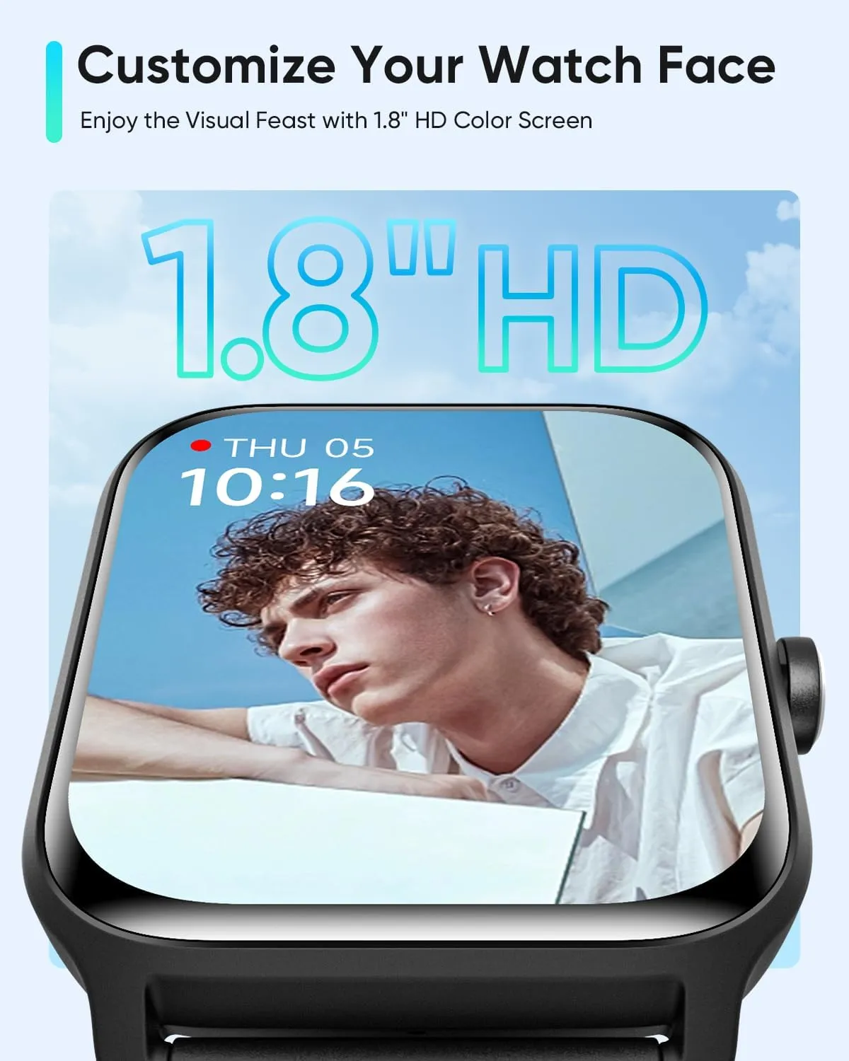 Fitpolo Smart Watches for Men Android & iPhone, Alexa Built-in [1.8" HD Screen] IP68 Waterproof Fitness Watch with Bluetooth Call (Answer/Make), Heart Rate/Sleep/SpO2 Monitor, 105  Sports Tracker