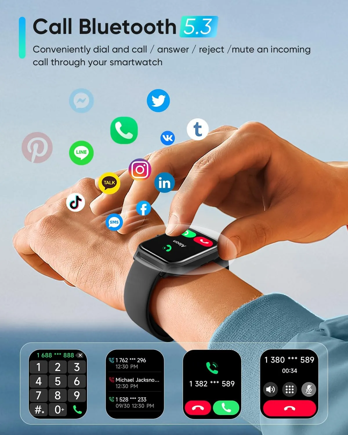 Fitpolo Smart Watches for Men Android & iPhone, Alexa Built-in [1.8" HD Screen] IP68 Waterproof Fitness Watch with Bluetooth Call (Answer/Make), Heart Rate/Sleep/SpO2 Monitor, 105  Sports Tracker