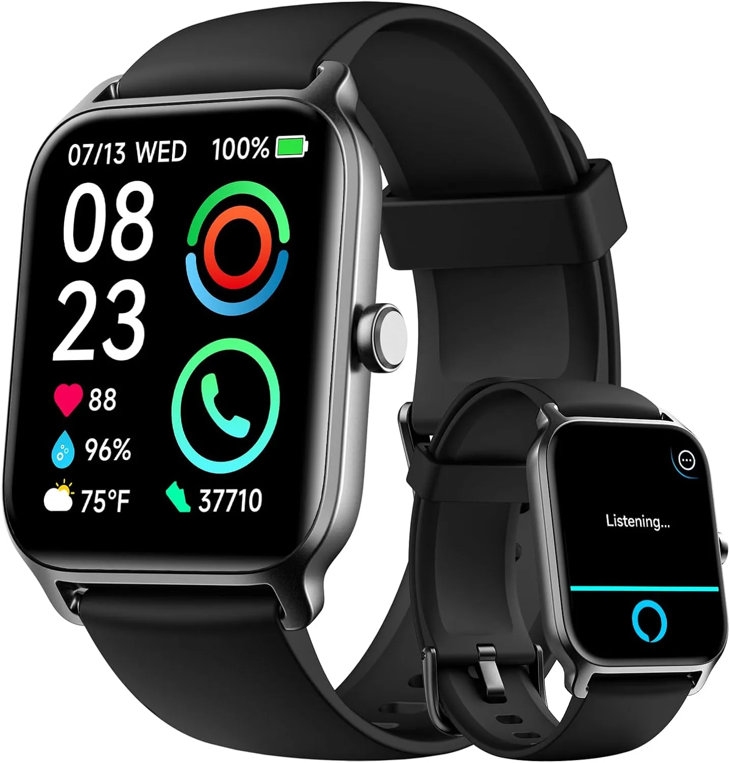 Fitpolo Smart Watches for Men Android & iPhone, Alexa Built-in [1.8" HD Screen] IP68 Waterproof Fitness Watch with Bluetooth Call (Answer/Make), Heart Rate/Sleep/SpO2 Monitor, 105  Sports Tracker