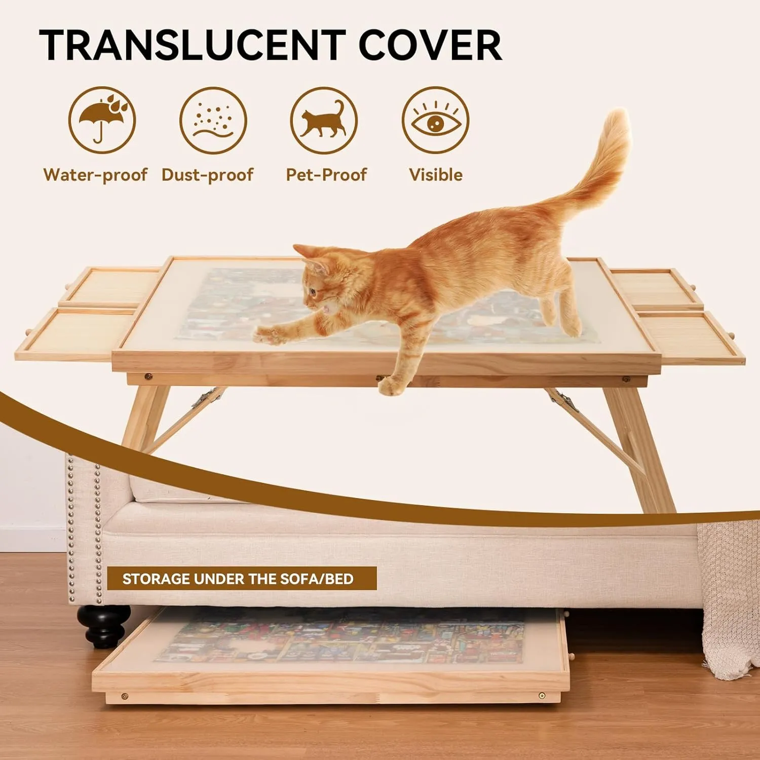 Foldable Puzzle Table with Drawers & Cover, Fits 1500-Piece Puzzles