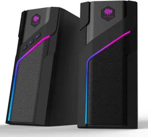 Gaming Computer Speakers, PC Speakers for Desktop with Dynamic Lighting - 21 Modes Touch Control,USB Powered Stereo Sound with Bluetooth 5.1,for PC Desktop, Laptop