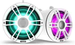 Garmin Fusion Signature Series 3i Marine Wake Tower Speakers, 6.5" 230-watt CRGBW Sports White Marine Wake Tower Speakers (Pair)