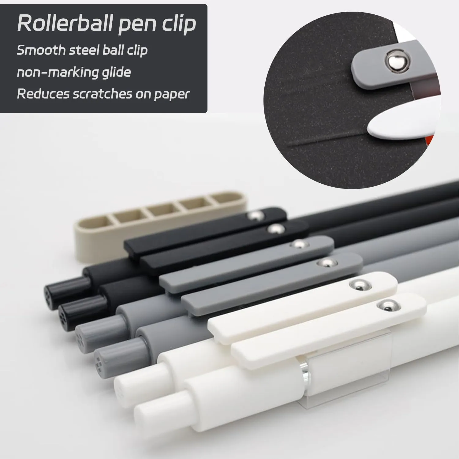 Gel Pens, 6 Pcs 0.5mm Fine Point Black Ink Pen With Smooth Writing, Office Desk Accessories, School Supplies Gifts for Men Women, Quick Dry Pens For Journaling, Black/Gray/White