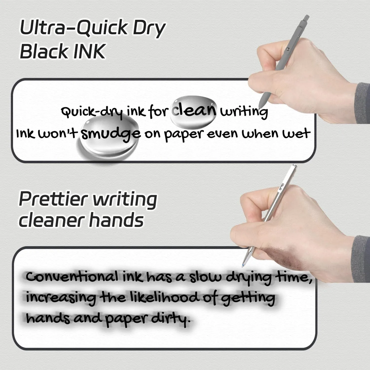 Gel Pens, 6 Pcs 0.5mm Fine Point Black Ink Pen With Smooth Writing, Office Desk Accessories, School Supplies Gifts for Men Women, Quick Dry Pens For Journaling, Black/Gray/White