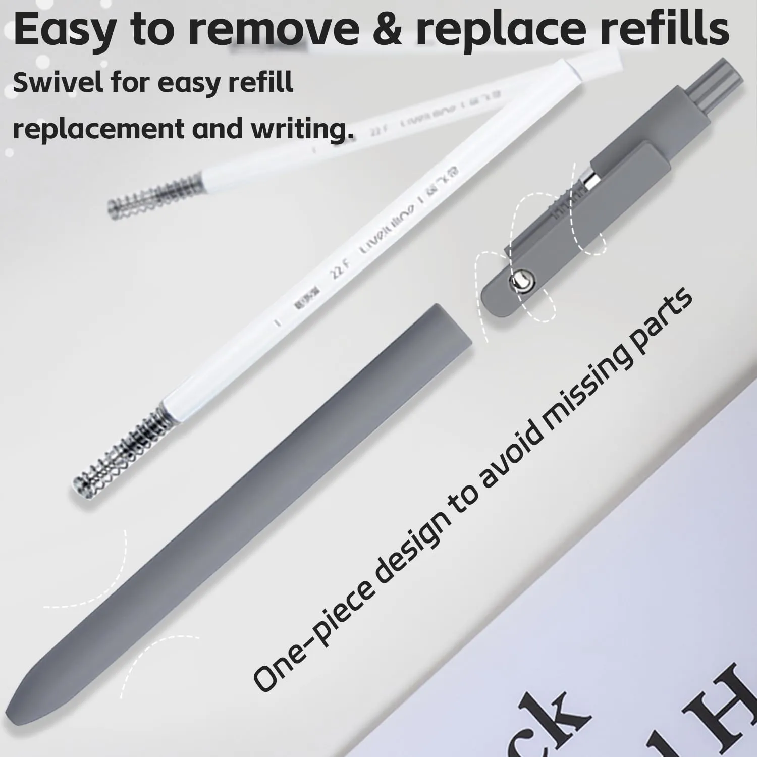 Gel Pens, 6 Pcs 0.5mm Fine Point Black Ink Pen With Smooth Writing, Office Desk Accessories, School Supplies Gifts for Men Women, Quick Dry Pens For Journaling, Black/Gray/White