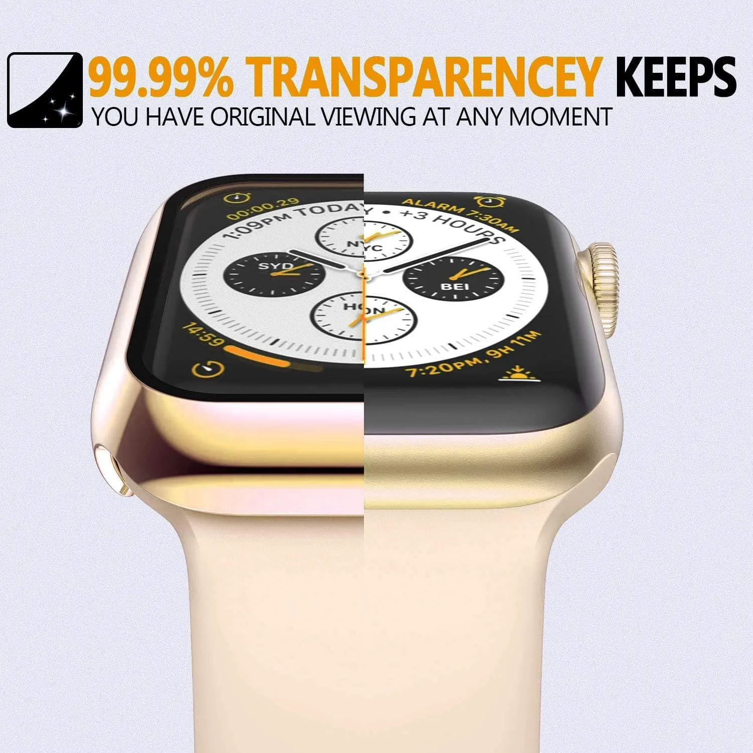 HANKN Hard Plated Case Compatible With Apple Watch Series 4 5 6 Se 40mm, Tempered Glass Screen Protector, Full Coverage Shockproof iWatch Bumper Cover (Gold)