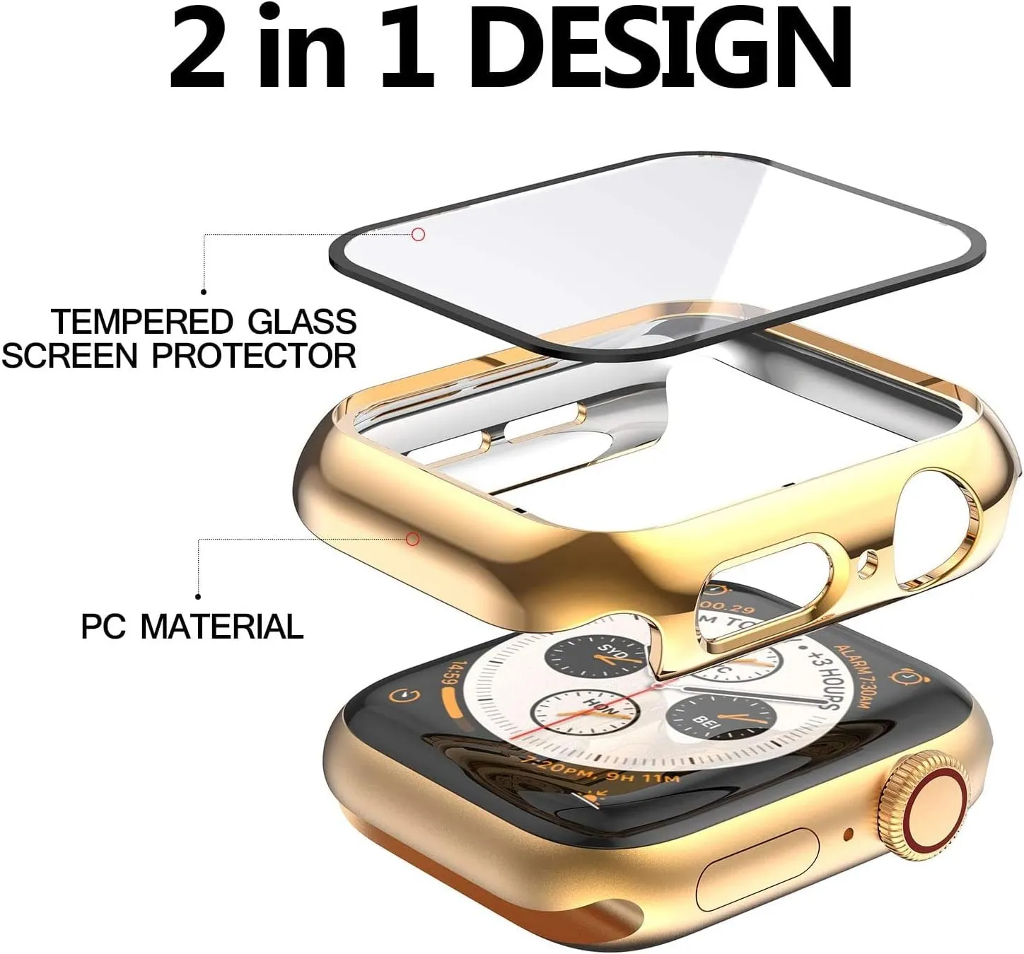 HANKN Hard Plated Case Compatible With Apple Watch Series 4 5 6 Se 40mm, Tempered Glass Screen Protector, Full Coverage Shockproof iWatch Bumper Cover (Gold)