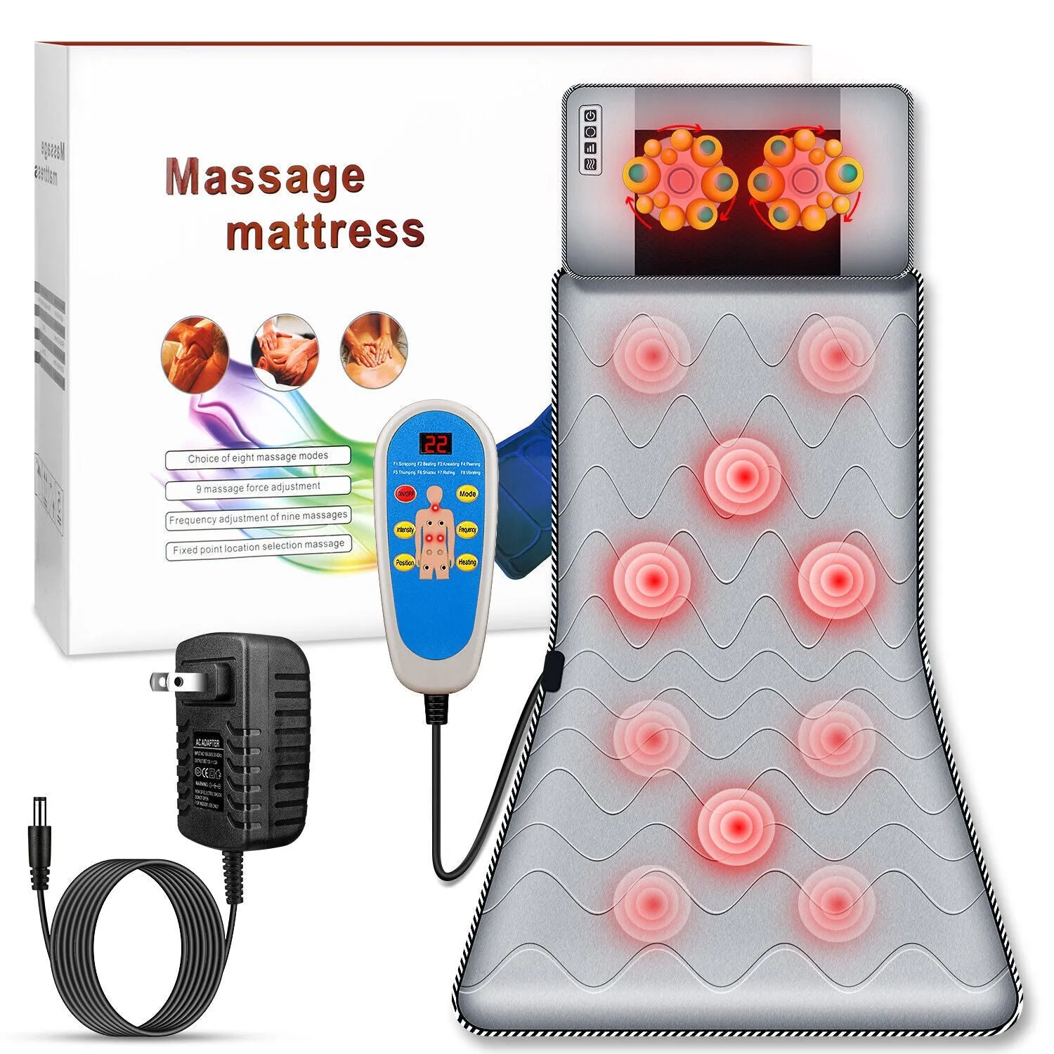 Heated Electric Full Body Massage Mattress Mat with Vibration & Heat