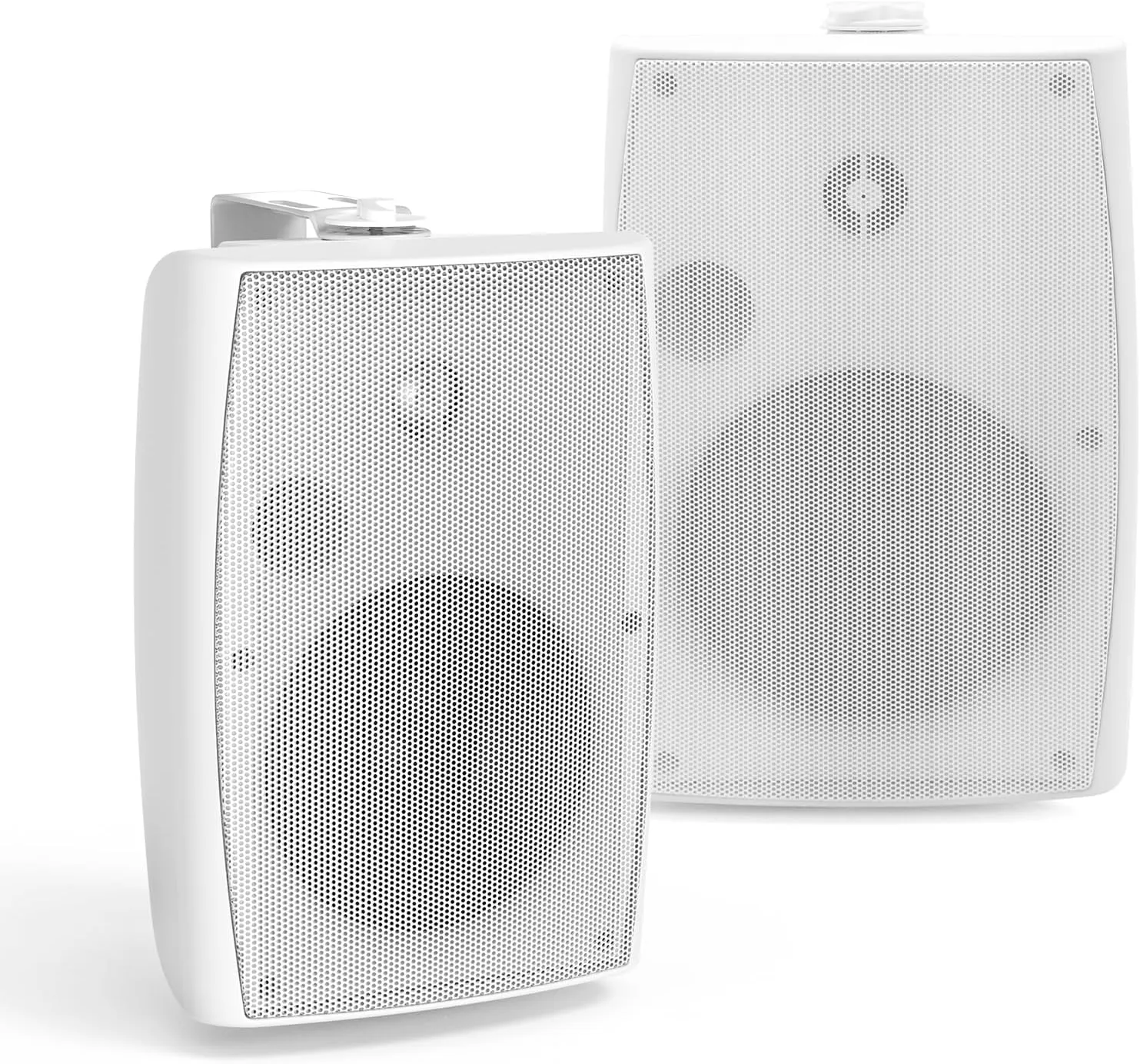 Herdio 5.25" Passive Outdoor Speakers Waterproof Wired, 300W Wall Mount Speakers with Superior Sound,Dual Swivel Brackets for Patio/Deck/Backyard (Pair, White)