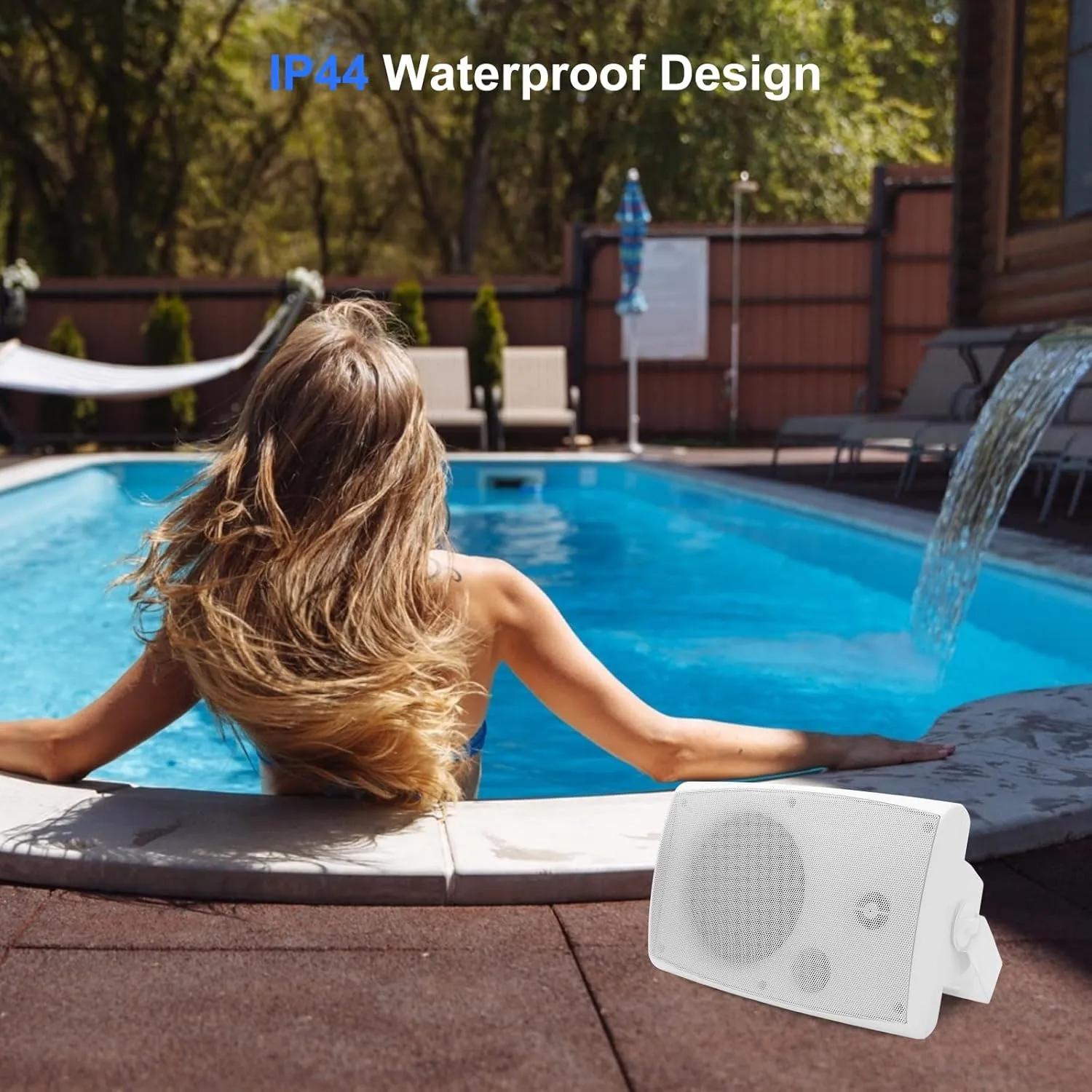 Herdio 5.25" Passive Outdoor Speakers Waterproof Wired, 300W Wall Mount Speakers with Superior Sound,Dual Swivel Brackets for Patio/Deck/Backyard (Pair, White)